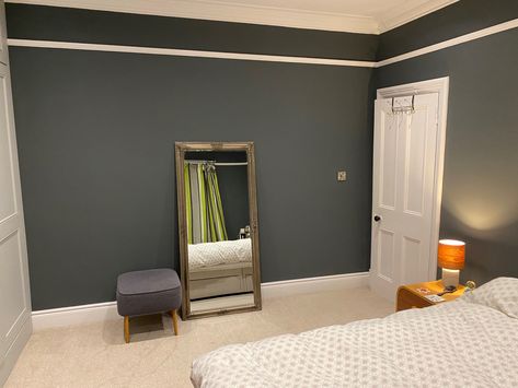 #downpipe #bedroompaint Downpipe Bedroom, Farrow Ball Downpipe, Farrow Ball, Oversized Mirror, Mirror, Bedroom, Furniture, Home Decor, Home Décor