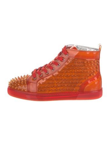 Christian Louboutin PVC High Top SneakersOrangeSpike AccentsLeather TrimRound-Toes with Studded AccentsLace-Up Closure at UppersIncludes Dust BagFit: Sneakers by Christian Louboutin typically fit true to size. Saint Laurent Bag, Work Bags, Bag Handle, Louboutin Shoes, Shirt Accessories, Christian Louboutin Shoes, Sweater Accessories, Mens Shoes Sneakers, Shop Necklaces