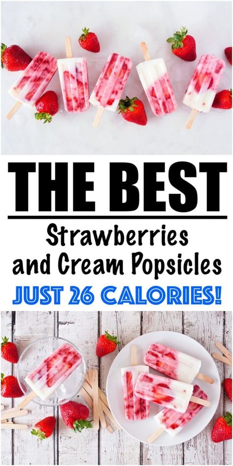 Fat Burning Popsicle Recipe! Strawberry Popsicles Recipe, Strawberry Yogurt Popsicles, Greek Yogurt Popsicles, Yogurt Popsicle Recipes, Creamy Popsicles, Frozen Yogurt Popsicles, Yogurt Strawberry, Ice Pop Recipes, Homemade Strawberry Ice Cream