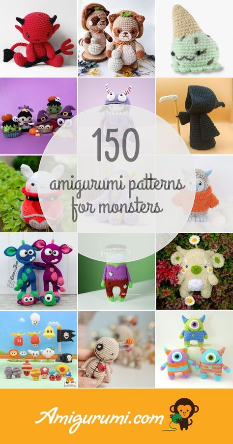 Amigurumi Patterns For Monsters Monster Crochet Pattern Free, Crochet Monster Pattern Free, Monster Crochet Pattern, Monster Amigurumi, Monster Crochet, Crochet Monster, Crochet Monsters, Easy Crochet Blanket, Yarn Crafts