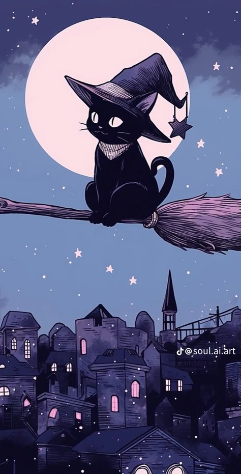 Acer Laptop Wallpaper Aesthetic, Witch Cat Drawing, Cute Witchy Wallpaper, Dnd Wallpaper, Witch Aesthetic Wallpaper, Witch Pfp, Witch Wallpaper, Image Halloween, Cute Witch