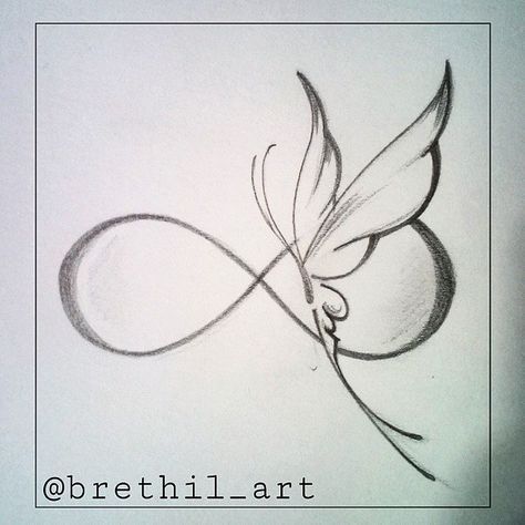 Love this butterfly                                                                                                                                                                                 Mais Infinity Sketch, Cat Tattoos, Infinity Tattoos, Geniale Tattoos, Butterfly Tattoos, Symbol Tattoos, Tattoos For Daughters, Sister Tattoos, 문신 디자인