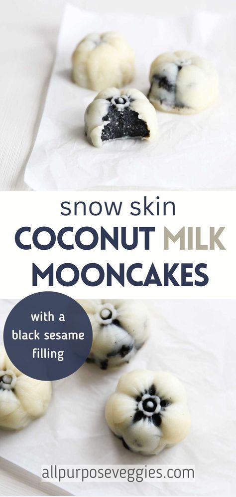 Marshmallow Moon Cake, Moon Cake Snow Skin, Easy Moon Cake Recipe, Vegan Chinese Dessert, Snow Skin Moon Cake, Snowskin Mooncake Recipe, Vegan Mooncake Recipe, Mooncakes Recipe, Snowskin Mooncake