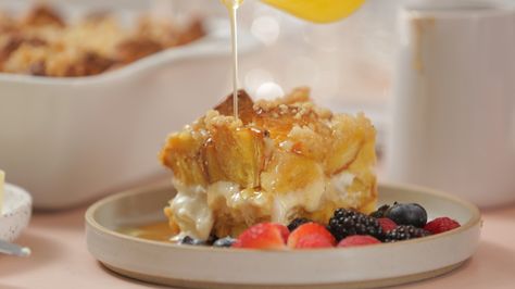 This gooey, lemony casserole is the stuff brunch heroes are made of.   Recipe link in our bio! ( Christopher Broe) #sponsored @landolakesktchn Lemon Curd French Toast, Lemon Ricotta French Toast, Ricotta French Toast, French Toast Bake Recipe, Lemon Head, Overnight French Toast, French Toast Breakfast, Lazy Weekend, Hot Cakes