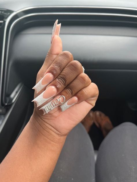 Gemini Nails Designs Short, Gemini Acrylic Nails, Gemini Inspired Nails, Birthday Nails Gemini, Long Nails French Tip, Long Nails French, Gemini Birthday Nails, Nails Gemini, Gemini Nails