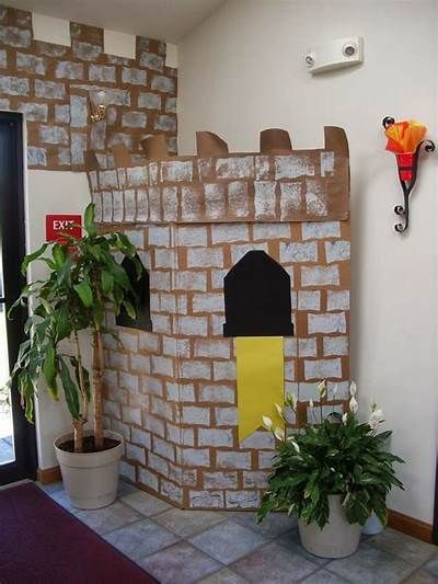 tammycookblogsbooks: VBS Vacation Bible School Ideas For Medieval and ... Medieval Prom Theme, Castle Sunday School Room, Medieval Bulletin Board Ideas, Medieval Vbs Decorations, Vbs Castle Theme Decorating Ideas, Castle Vbs Decorations, Castle Theme Classroom, Vbs Decorating Ideas, Paint Bricks