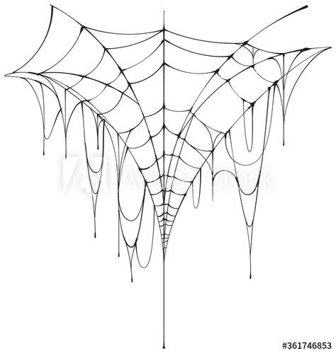 Scary Spider Drawing, Spider Web On Knee, Spider Hanging From Web Drawing, Spider Webs Drawing, Notan Collage, Spiderweb Stencil, Spider Web Sketch, Halloween Desenhos, Spider Sketch