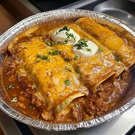 Grandma's cooking recpes | Mexican Beef Enchiladas 🌮🧀🥩 | Facebook Mexican Enchiladas Authentic, Mexican Beef Enchiladas, Mexican Food Enchiladas, Food Enchiladas, Mexican Food Recipes Enchiladas, Mini Crockpot Recipes, Mexican Enchiladas, Italian Chicken Pasta, Mexican Food Dishes