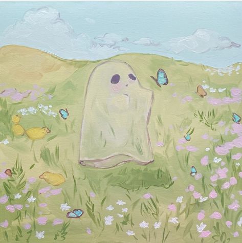 Witchy Wallpaper, Cute Paintings, Cute Doodles Drawings, Cute Doodle Art, Mini Canvas Art, Ethereal Art, Dreamy Art, Pastel Art, Cute Ghost