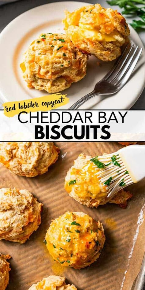 These copycat Red Lobster cheddar bay biscuits are quick, buttery drop biscuits loaded with flavor! Soft, flaky, and ready in 20 minutes! #cheddarbaybiscuits #biscuits #copycatrecipe Quick Biscuit Recipe, Quick Biscuits, Red Lobster Cheddar Bay Biscuits, Cheddar Bay Biscuits, Cheddar Biscuits, Drop Biscuits, Biscuits Easy, Cheesy Bread, Biscuits Recipe