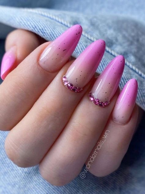 Pink Ombre Nails With Rhinestones, Ombre Nails With Rhinestones, Red Rose Nail Art, Rose Nail Art Designs, Ombre Nail Colors, Orange Ombre Nails, Black Ombre Nails, Red Ombre Nails, Nails With Rhinestones