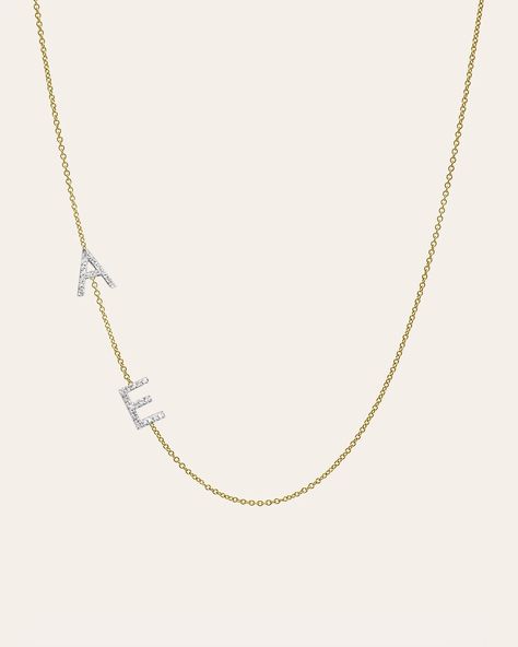 Diamond Asymmetrical Multiple Initials Necklace - Zoe Lev Jewelry Initials Necklace, Diamond Initial Necklace, Diamond Carat, Custom Necklace, Necklace Sizes, Personalized Necklace, Initial Necklace, Ring Bracelet, Pave Diamonds