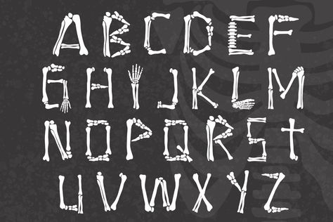 Skeleton Bones Font by Dansie Design on @creativemarket Unique Typography, Typography Designs, Making Words, Typography Alphabet, Skeleton Bones, Font A, Bad To The Bone, Anime Guys Shirtless, Sign Decor