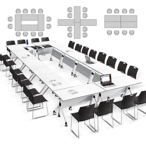 PRICES MAY VARY. ✷【Modern Folding Conference Table】: Our modern foldable conference room tables exude elegance with their clean lines, clean design and modern color-blocked tabletop. Whether you use it for business meetings, team collaboration, or just as a temporary workspace, the meeting table flip top mobile training table is suitable for all places and scenarios you need. ✷【Flip Top Mobile Training Table Material】: Single sheet:29.5*29.5*23.6 in.6 sheets:6T*6T*4.5T.The folding conference tab Small Conference Room Design, Private Meeting Room, Table For Office, Conference Room Design, Meeting Room Design, Training Table, Table Flip, Team Collaboration, Conference Room Tables