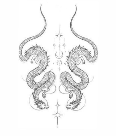 Two Dragon Back Tattoo, Two Dragons Back Tattoo, Dragon Roses Tattoo, Acrobat Tattoo, Back Tattoo Women Full, Angel Outline, Tattoo Espalda, Chinese Dragon Tattoos, Back Tattoo Women