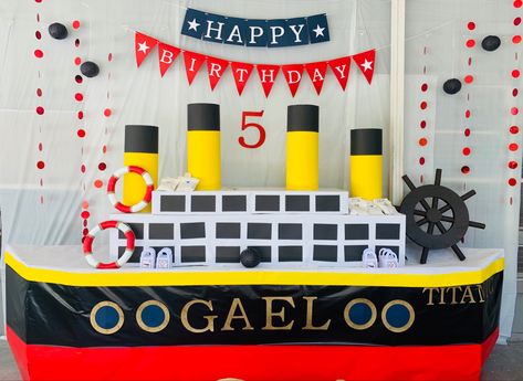 Fiesta Titanic Titanic Birthday Party For Kids, Titanic Prom, Titanic Birthday Party, Titanic Birthday, Titanic Party, Johnny 5, Birthday Backdrop, Bday Ideas, 7th Birthday