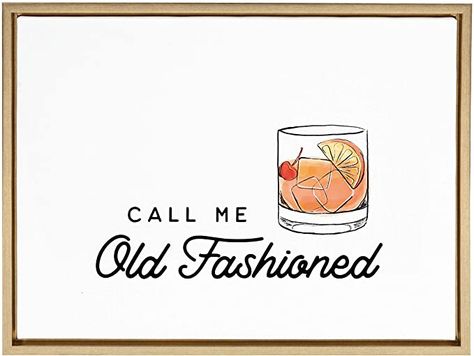 Amazon.com: Kate and Laurel Sylvie Call Me Old Fashioned Framed Canvas Wall Art by The Creative Bunch Studio, 18x24 Gold, Chic Bar Art for Wall : Everything Else Call Me Old Fashioned Print, Bar Cart Wall Art Paintings & Prints, Bar Art, She Shed, Entertainment Space, Office Wall Decor, Framed Canvas Wall Art, Call Me, Old Fashioned