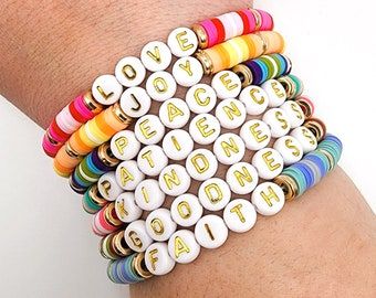 Christian Pony Bead Bracelets, Fruit Of The Spirit Bracelet Diy, Fruits Of The Spirit Bracelet, Christian Bracelets Clay Beads, Faith Clay Bead Bracelet, Christian Bracelets Ideas, Christian Bracelets Diy Clay Beads, Christian Clay Bracelet Ideas, Back To School Clay Bead Bracelets