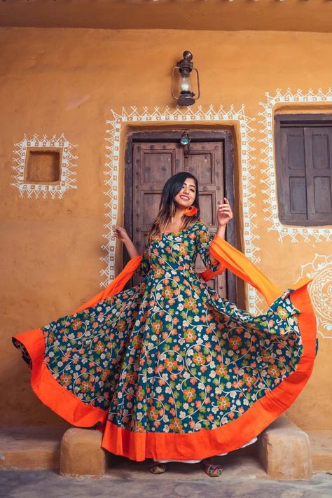 Beautiful Kalamkari fully flared gown style dress with Orange Chiffon Dupatta.  Size- S to 2xl Plus sizes are also available. Ready to dispatch #kurtisonline #designer #kurtistyle #indian #kurtisconner #summerdress #summervibes #ootd #embroidery #kurtimurah #womanswear #shopping #bhfyp #indianwedding #kurtiindia #summer2020 #kurtiset #indianwear #dressmaterial #kurtifashion #love #dupatta #indianfashion #suit #trending #kurtidesign #designerkurtis #clothing #lehengacholi #kurtidesign Kalamkari Long Frocks, Wine Velvet Dress, Gown Style Dress, Kalamkari Dresses, Lehenga Saree Design, Long Gown Design, Orange Chiffon, Long Gowns, Fancy Frocks