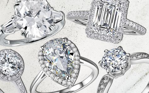 Here's why you should swap your ring for one of these surprisingly solid "diamond" lookalikes while away from home. Fake Wedding Rings, Fake Engagement Rings, Blue Diamond Engagement Ring, Fake Wedding, Sentimental Jewellery, Fake Diamond, White Gold Diamond Engagement Ring, Simulated Diamond Rings, Gold Diamond Engagement Rings