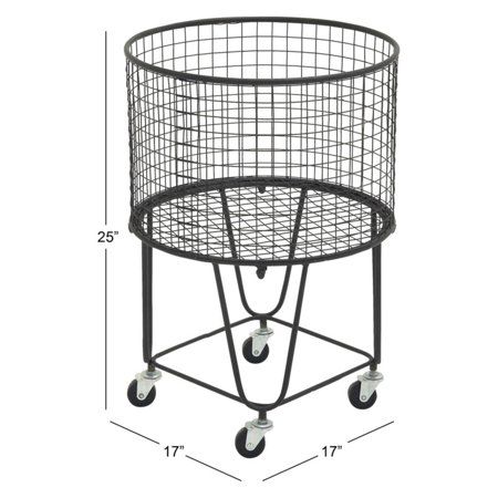 Benzara Amazing Metal Roll Storage Basket Rolling Laundry Basket, Roll Storage, Laundry Basket Storage, Laundry Cart, Wire Basket Storage, Cosmoliving By Cosmopolitan, Vintage Industrial Style, Rolling Storage, Wire Storage