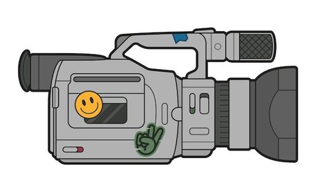 Camcorder Drawing, Video Camera Tattoo, Camera Illustration Design, Video Camera Illustration, Camera Illustration Art, 90s Stickers, Camera Cartoon, Camera Illustration, Camera Recorder