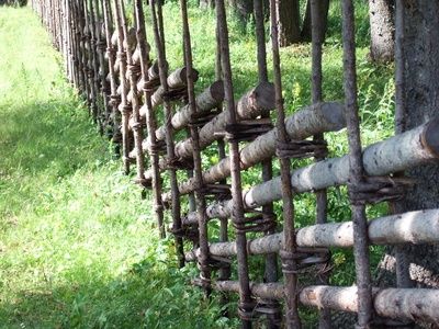 How to Make a Tree Branch Lattice | eHow.com Wattle Fence, Rustic Fence, Natural Fence, Wind Break, Diy Fence, Farm Fence, Backyard Pergola, Fence Landscaping, Wood Fence