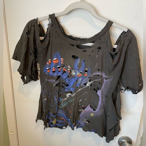 Never Worn, Like New. *Not Urban Outfitters* Distressed Tee Shirt, Diy Distressed Shirt, Cut Up T Shirt Diy, Band Tees Diy, Ripped Shirt, Cut Up T Shirt, Cut Shirt Designs, Upcycled Tshirt, Distressed Graphic Tee