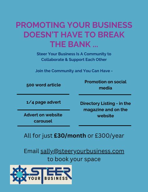 Promote your business without breaking the bank.
Where else could you write an article, have an advert and be listed in a business directory - all for just £30/month Business Magazine, Promote Your Business, Business Owner, Promotion, Magazine, Writing