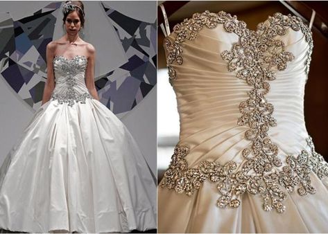 Pnina Tornai's 10 Most Blinged Out Wedding Gowns | Life & Relationships | TLC.com Blinged Out Wedding Dresses, Pnina Tornai Wedding Dress Ball Gown, Pnina Tornai Ball Gown, Celebrity Wedding Gowns, Pnina Tornai Wedding Dress, Crystal Wedding Dress, Bridal Trends, Say Yes To The Dress, Bling Wedding Dress