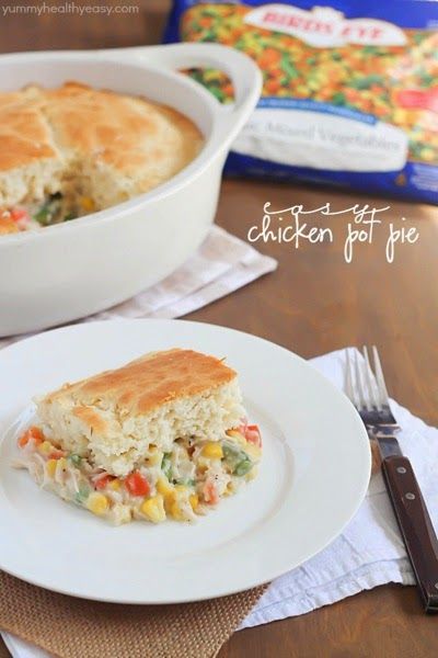 Easy Chicken Pot Pie Recipe, Chicken Pot Pie Recipe, Baked Chicken Recipes Easy, Pot Pie Recipe, Easy Chicken Pot Pie, Easy Baked Chicken, Pot Pies Recipes, Chicken Pot Pie Recipes, Frozen Veggies