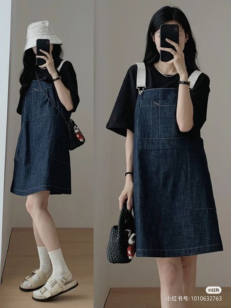 Summer Chinese Outfits, Summer Outfit Korean Style, Japanese Outfits Casual Street Style, Dress Korean Style Simple, Casual Dress Korean Style, Modest Girly Outfits, Simple Style Outfits, Fashion Kawaii, Girl Fashion Style