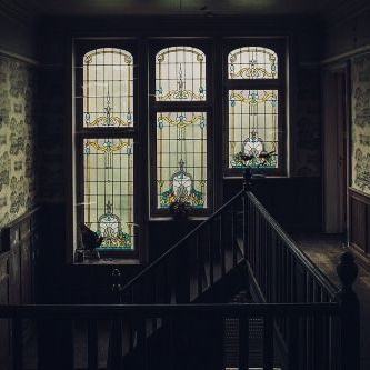 @happyandstupid Old House, Stained Glass, Stairs, Glass