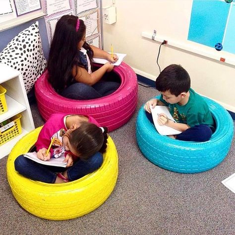 Flexible Seating Classroom Elementary, Tire Seats, Flexible Seating Classroom, Classroom Elementary, Diy Seating, Classroom Seating, Flexible Seating, New Classroom, Classroom Setup