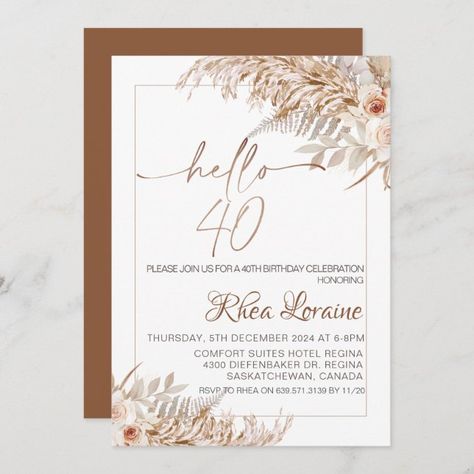 Create your own Invitation | Zazzle Floral Birthday Party, Bday Invitations, 40th Birthday Invitations, Bohemian Theme, Adult Birthday Invitations, Boho Party, 40th Birthday Parties, 25th Birthday, Create Your Own Invitations