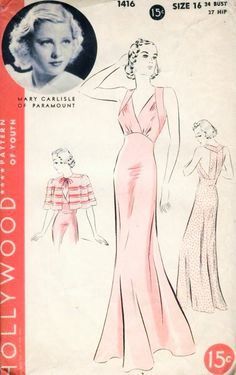 Hollywood Patterns, Evening Dress Short, 1930s Hollywood, Beautiful Nightgown, Patron Vintage, Cape Pattern, Lingerie Vintage, 1930s Dress, Trendy Sewing