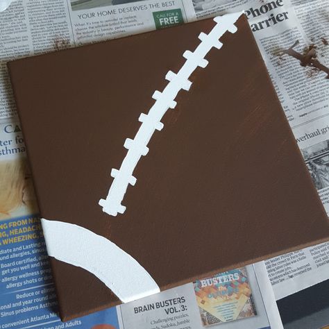 FB Pic 5a - finished on work surface Canvas Art Easy, Fb Pic, Football Team Colors, Diy Canvas Art Easy, Sports Decor, Sports Wall Art, Sports Wall, Brown Paint, Sports Decorations