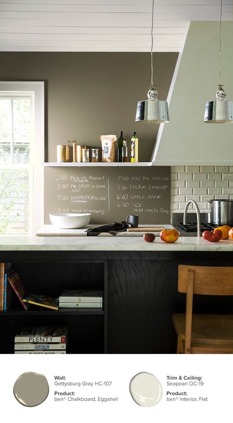 Chalkboard Paint In Kitchen, Colored Chalkboard Wall, Gettysburg Gray Benjamin Moore, Benjamin Moore Gettysburg Gray, Gettysburg Gray, Kitchen Chalkboard Wall, Chalkboard Paint Kitchen, Colored Chalkboard Paint, Kitchen Wall Paint