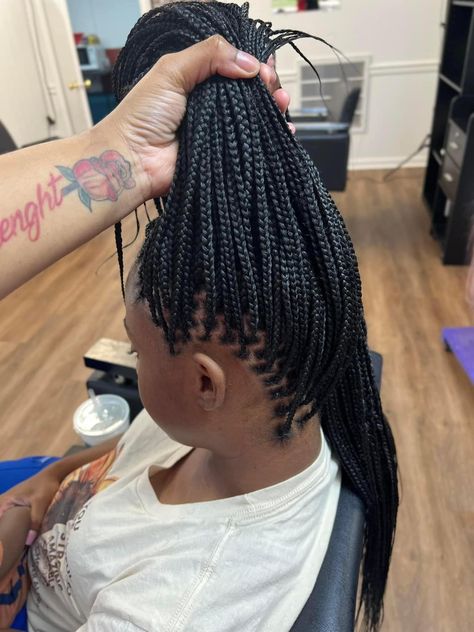 Mini Knotless Box Braids, Small Traditional Box Braids, Braided Updo Black Hair, Traditional Box Braids, Small Box Braids Hairstyles, Braided Designs, Styling Braids, Small Knotless, Hairstyle Braids