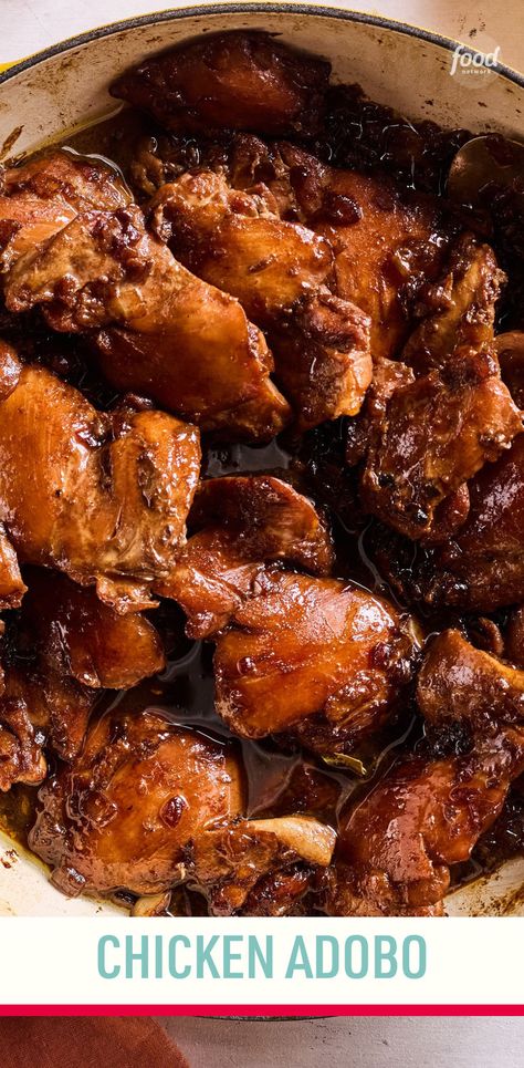 Recipe of the Day: Chicken Adobo 🥘 The delicious soy-and-vinegar braise known as adobo is unofficially the national dish of the Philippines and beloved around the world. This version is made with skinless chicken thighs, a popular protein, although other chicken cuts as well as pork, beef, seafood and even vegetables can star. A big part of the dish’s popularity is its simplicity and how easy it is to customize to individual tastes. Save Richmond Flores' recipe! Smoked Chicken Wings, Chicken Thighs Recipes, Chicken Adobo, Adobo Recipe, Adobo Chicken, National Dish, Savory Chicken, Skinless Chicken Thighs, Wing Recipes