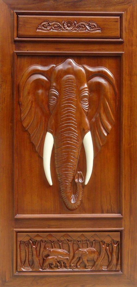 #cnc #door #sagwan #pinterest Cnc Door, Door Carving, Design Door, Carved Doors, Modern Door, Entrance Door, Elephant Design, Room Doors, House Entrance