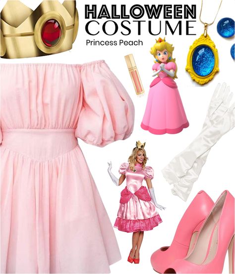 princess peach Outfit | ShopLook Princess Peach Clothes, Princess Peach Disneybound, Princess Peach Aesthetic Outfit, Princess Peach Shoes, Princess Peach Outfit Ideas, Mario Inspired Outfits, Princess Peach Inspired Outfit, Princess Peach Outfits, Princess Peach Outfit