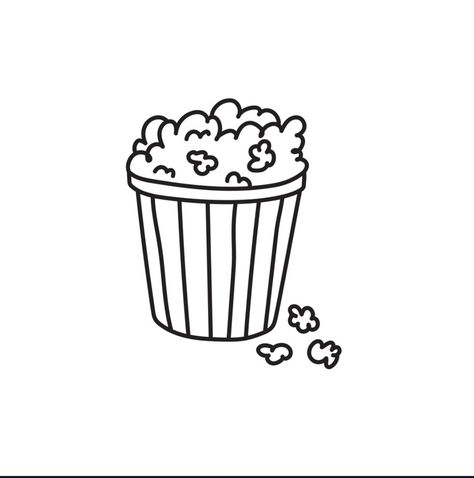 Movie Ticket Drawing, Netflix Doodle, Movie Drawings Easy, Cinema Doodle, Popcorn Doodle, Movie Doodles, September List, Popcorn Illustration, Cinema Drawing