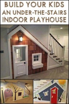 Under The Stairs Ideas, Kid Playhouse, Kids Play Area Indoor, Under Stairs Playhouse, Under Stairs Playroom, Under Stairs Dog House, Stairs Indoor, Kids Nook, Kids Indoor Playhouse