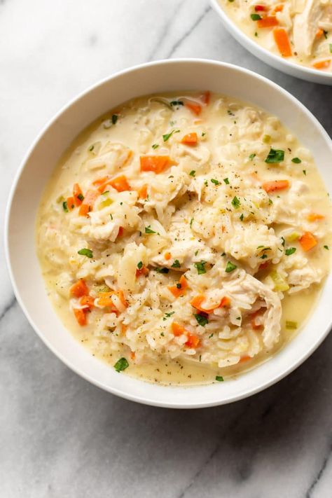 Chicken And Rice Soup Instant Pot, Chicken And Rice Soup Recipes, Cream Of Chicken And Rice, Creamy Chicken And Rice Soup, Chicken And Wild Rice Soup, Creamy Soup Recipes, Creamy Chicken And Rice, Easy Chicken And Rice, Rice Soup Recipes