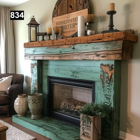 Please do not purchase a Mantel without first filling out the Quote Form and receiving a quote from us. Quote Form: https://form.jotform.com/240524957086059 Introducing our exquisite collection of reclaimed wood beam fireplace mantels, each one uniquely distressed to perfection, exuding rustic charm and timeless elegance. Crafted from high-quality reclaimed pine wood beams, these mantels boast a weathered paint finish that reveals the natural beauty of the wood beneath, creating a stunning visua Wood Beam For Fireplace, Living Room Designs With Wood Walls, Western Style Fireplace, Rustic Faux Fireplace, Log House Decorating Ideas, Primitive Farmhouse Decor Living Room, Fireplace Mantel Painting Ideas, Ranch Style Fireplace, Fire Places Ideas Living Room Rustic