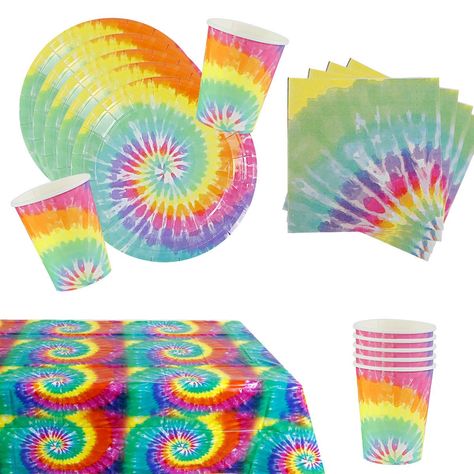 Tie Dye Birthday Party, Ty Dye, Tie Dye Birthday, Tie Dye Party, Birthday Supplies, Cool Ties, Art Party, Party Tableware, Tableware Set