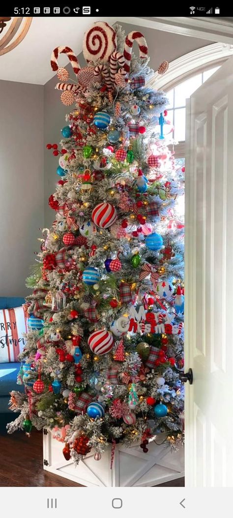 Bright Colored Christmas Tree, Merry And Bright Christmas Decor, Bright Christmas Tree, Tree Deck, Grinch Christmas Tree, Tree Inspiration, Merry And Bright Christmas, Merry Bright Christmas, Fun Christmas Decorations