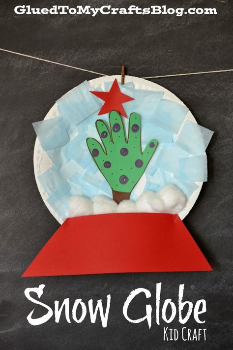 January Craft For Toddlers, January Crafts For School Age Kids, Handprint Snowglobe Craft, Cute Winter Crafts For Kids, Paper Plate Ornaments, Winter Wonderland Crafts For Toddlers, Paper Plate Snowglobe, Winter Art Projects For Kids Preschool, January Arts And Crafts For Kids