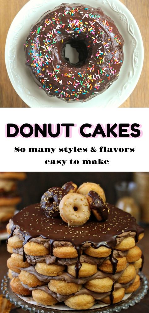 Donut Holes Birthday Cake, Donuts Stacked Like A Cake, How To Make A Donut Cake, Donut Tier Cake, Doughnut Cake Ideas, Donut Cakes Birthday, Donut Birthday Cake Ideas, Donut Stack Cake, Doughnut Cake Birthday